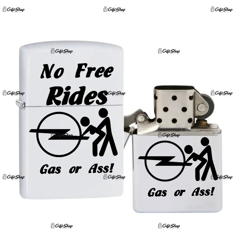 No free rides opel, bricheta metalica gravata laser cu mesaj